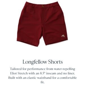Men’s BNWT Longfellow shorts Tracksmith size small pomegranate